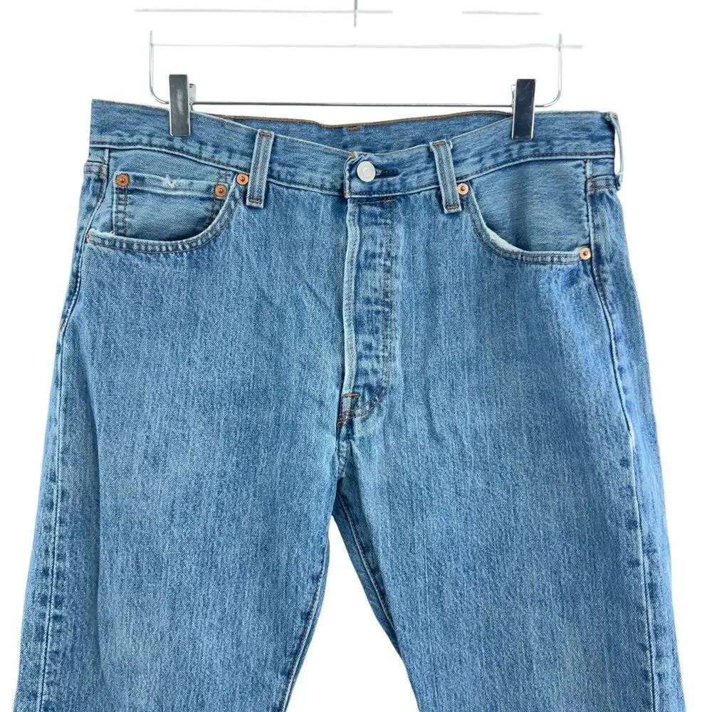 Levis 501 Jeans Men 36 / 30 Original Fit Straight Button Fly Cotton Denim Blue